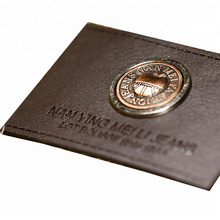 Custom private brand metal logo leather patch for apparel